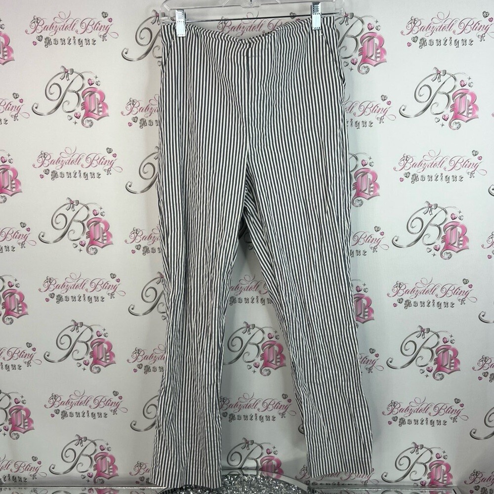 Jones New York pants flare pin stripe Navy and White Striped Pants